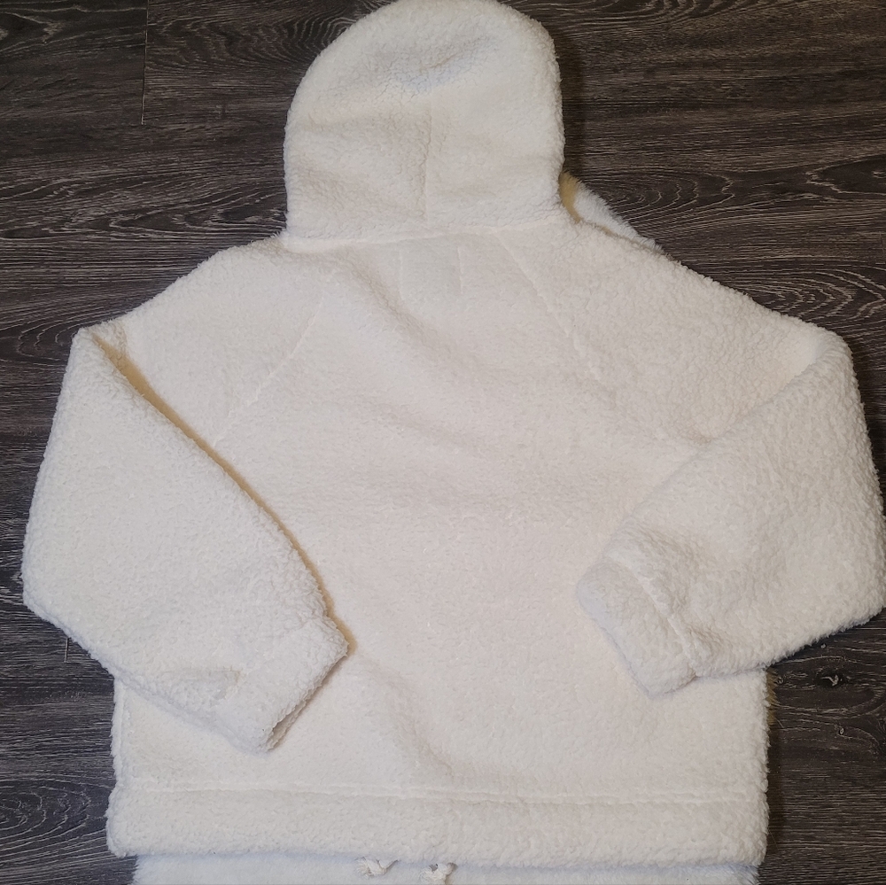 NWT Aerie $60 Sherpa Hoodie In Cream Sz XS (Oversized) - Picture 2 of 7